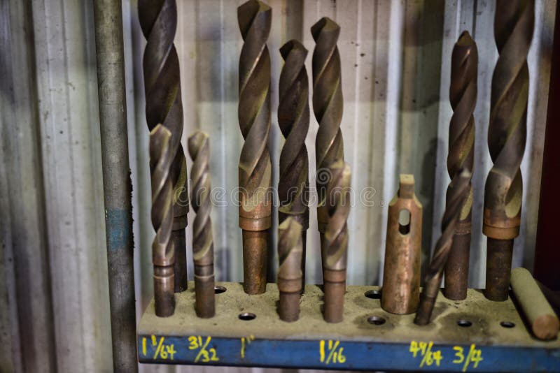 Various drill bits missing from a set royalty free stock photo