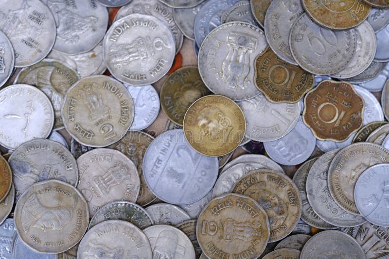 Old Indian Coins Background, Currency of India, Ancient Indian Coins