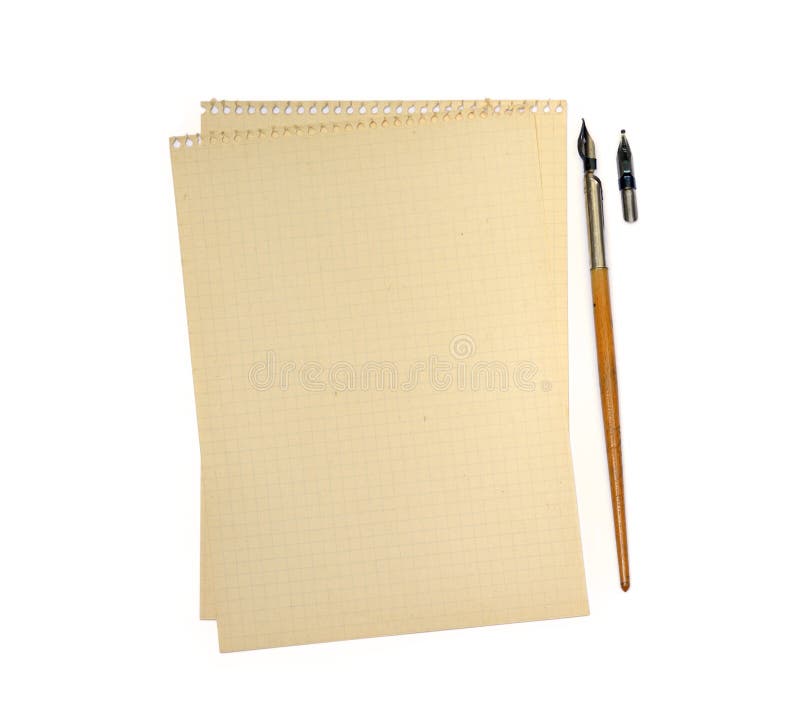 Old Ink Pen And Lined Paper Stock Photo Image Of Drawing Lined