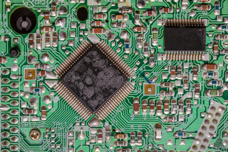 Old integrated circuit board royalty free stock image