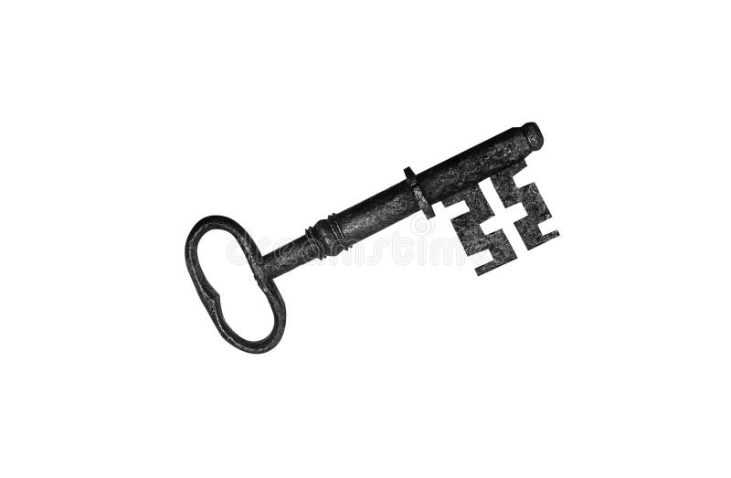 Old Iron Key Isolated on White. Stock Photo Image of macro, retro