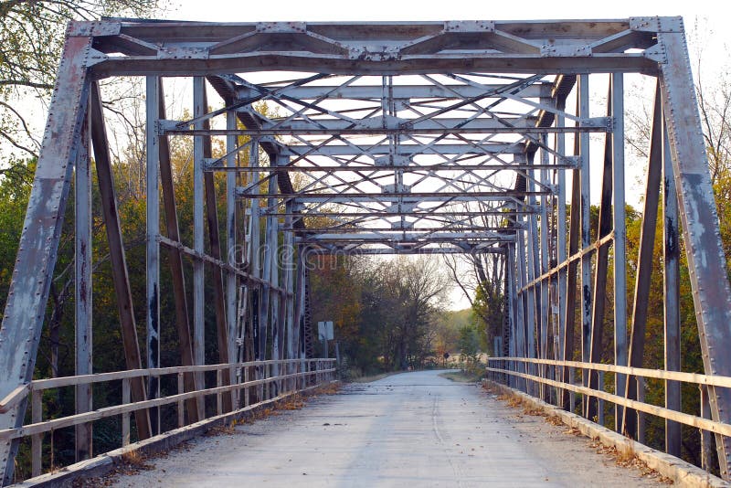 Old Iron Metal Truss Bridge on country road
