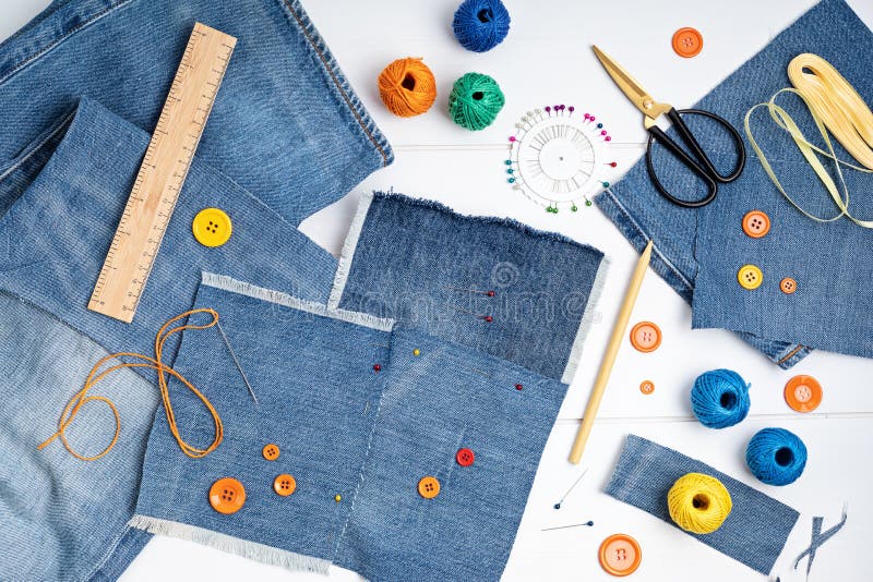 extinction summer metal Old Jeans Upcycling Idea. Crafting with Denim, Recycling Old Clothers,  Hobby, Diy Activity Stock Image - Image of jeans, accessory: 217399453