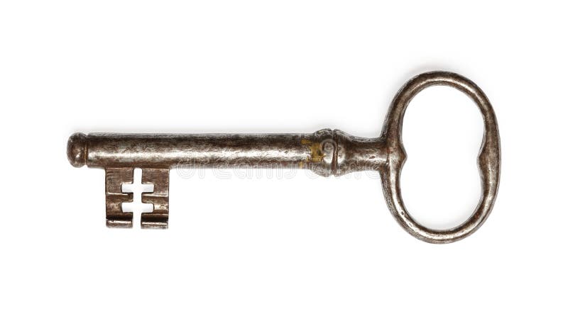 Old key isolated on white background