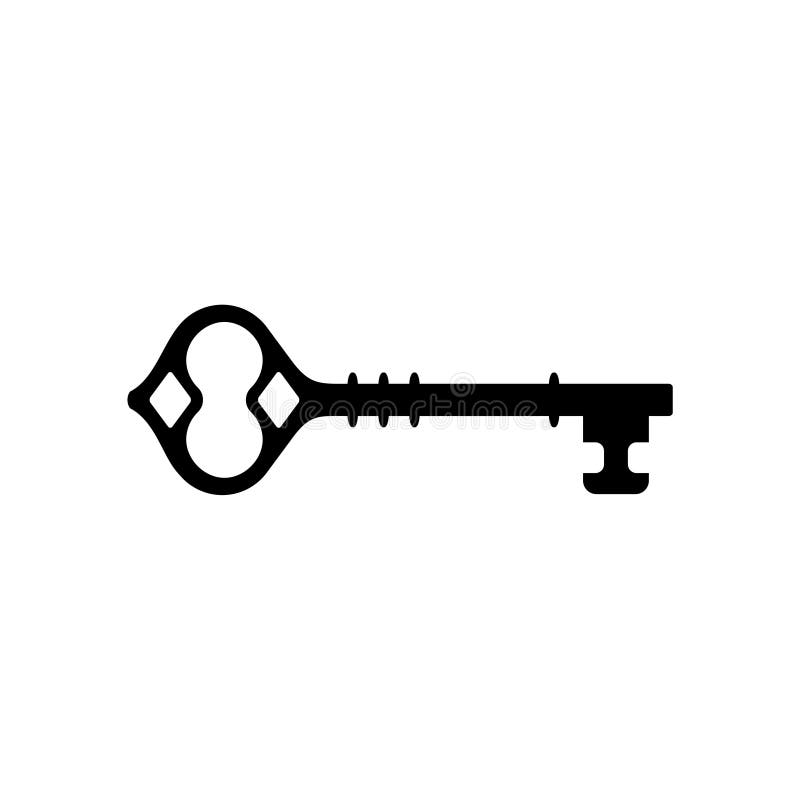 Old Key Silhouette Icon Isolated on White Background Stock Vector ...