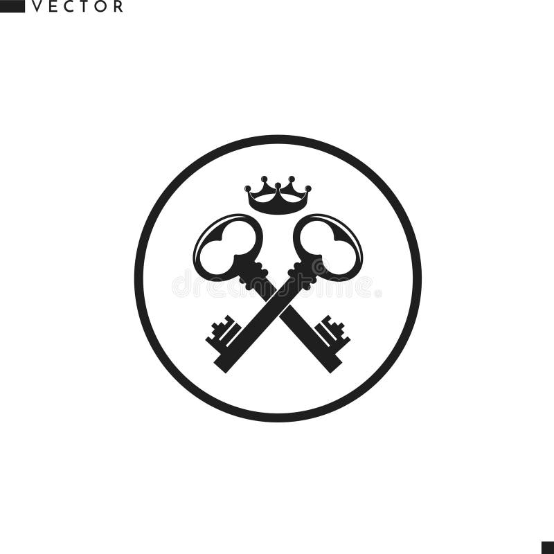 Old Keys with Crown. Vintage Style Stock Vector Illustration of