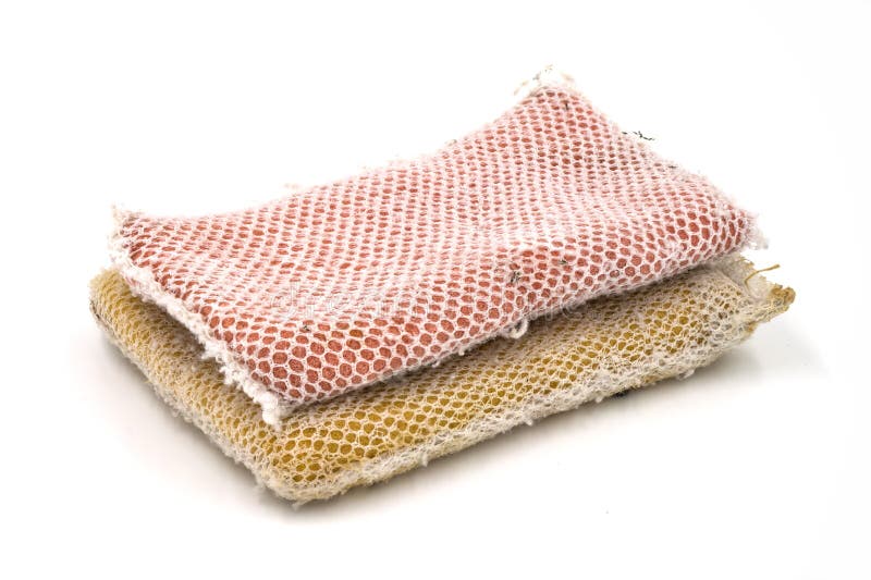 Old Kitchen Sponge on White Background. Stock Photo Image of washing