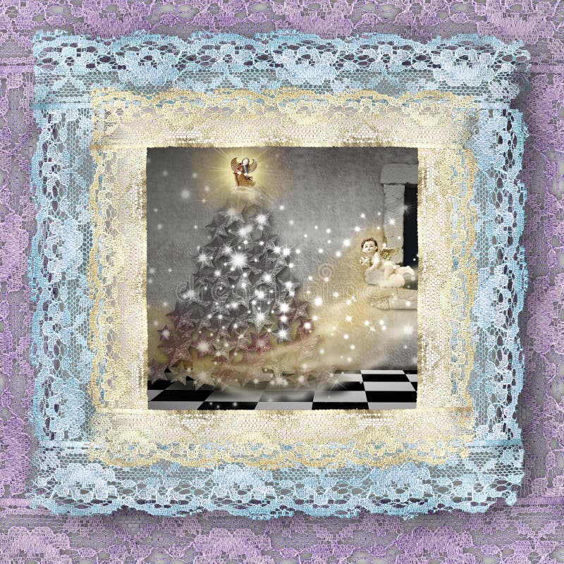Old lace picture, Christmas card royalty free illustration Old lace picture, Christmas card royalty free illustration