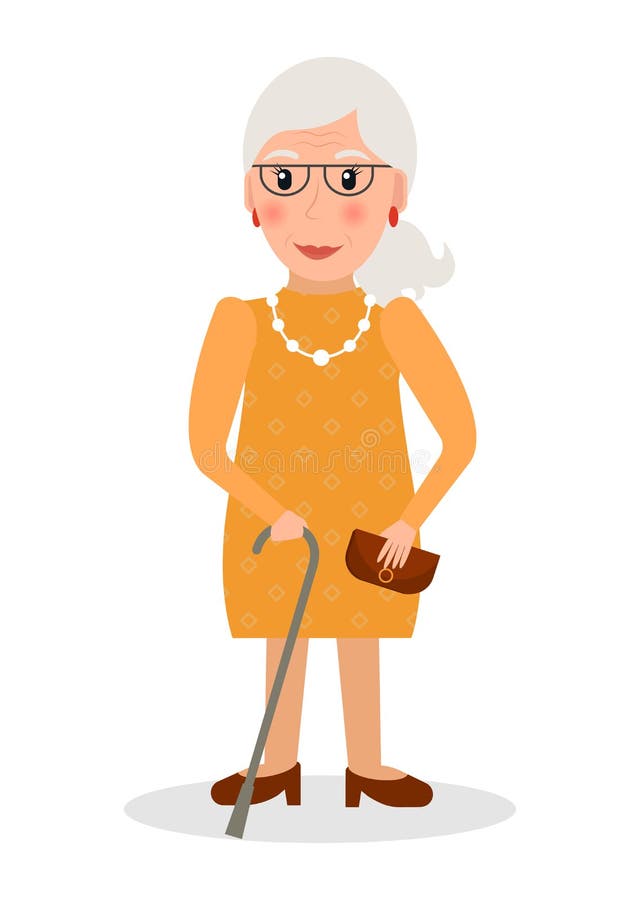 Download Old lady wearing glasses. stock vector. Illustration of cane - 91482289