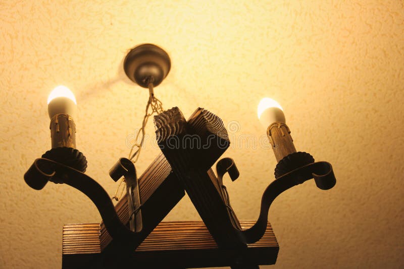 Old Lamp. Electric Light in the Form of a Candle Stock Photo Image of