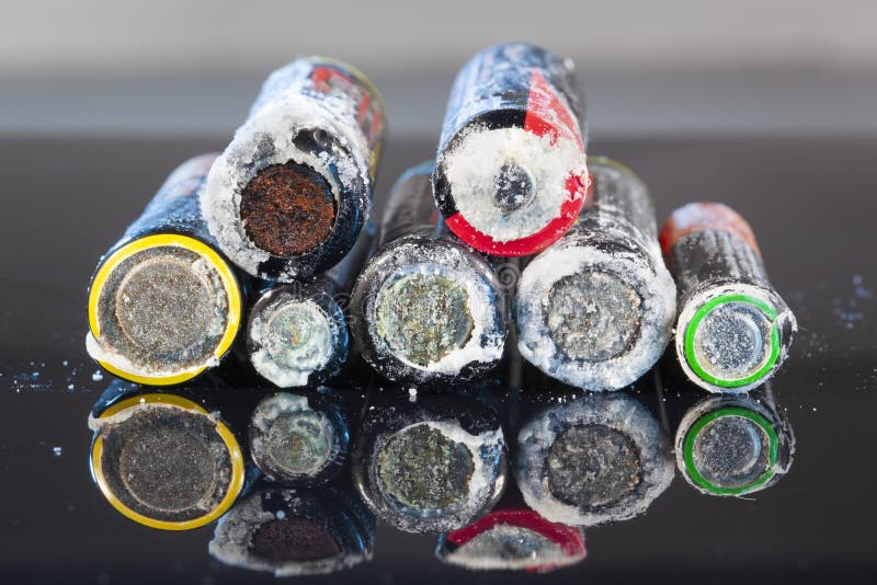 Old leaking batteries stock image. Image of rust, equipment 200020293