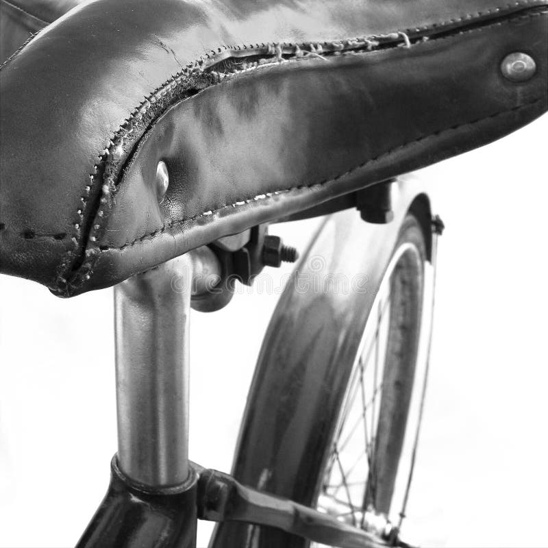 An Old Leather Bicycle Seat Stock Photo Image of ruptured, bike 4762946