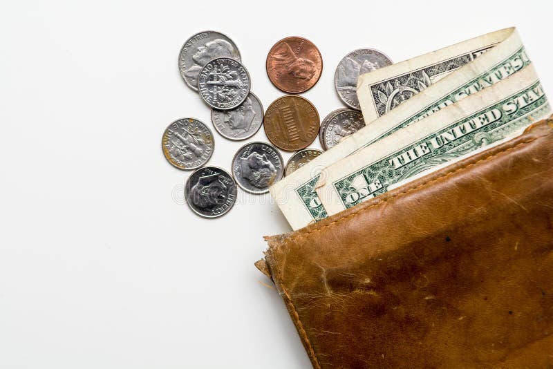 Dollar bills in a wallet stock image. Image of coin 127791053