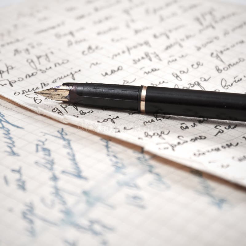 Old Letter and Fountain Pen. Stock Image Image of parchment, detail