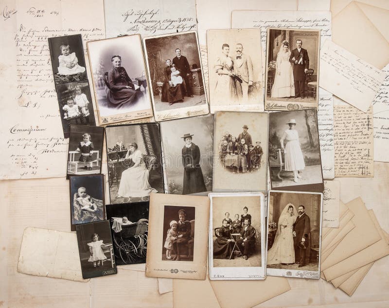 Old letters and antique family photos stock photo Old letters and antique family photos stock photo