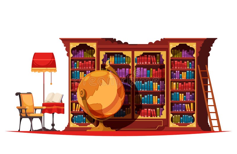 Old Library Bookcase Composition