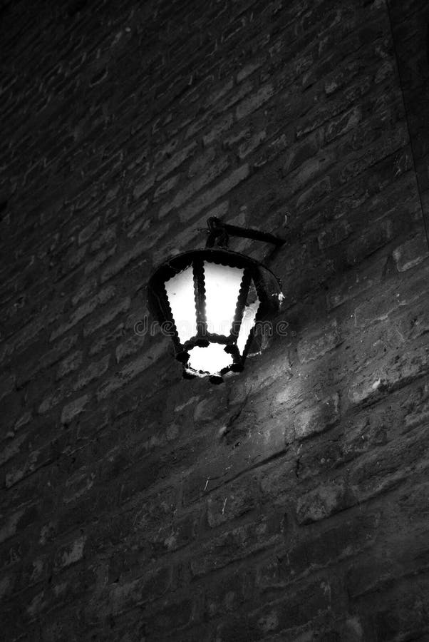 Old Lighting in the Street Black White Stock Photo Image of