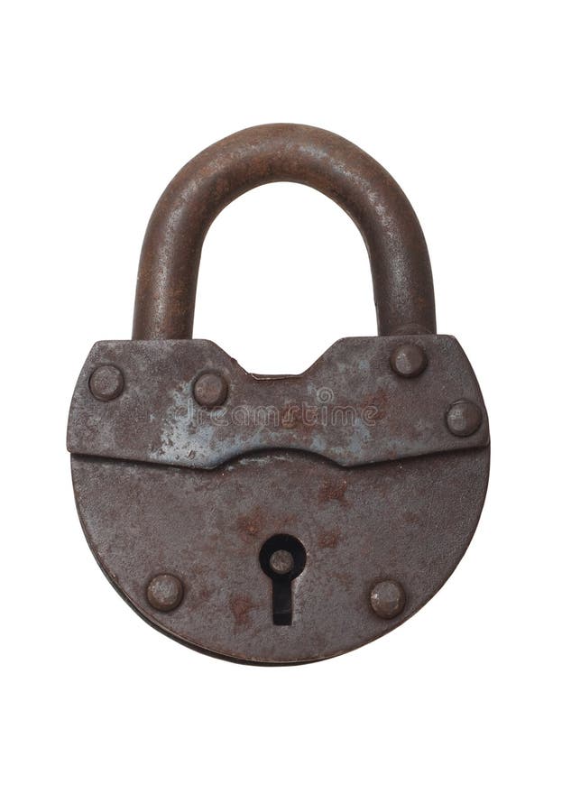 Old lock on a white background (isolated).