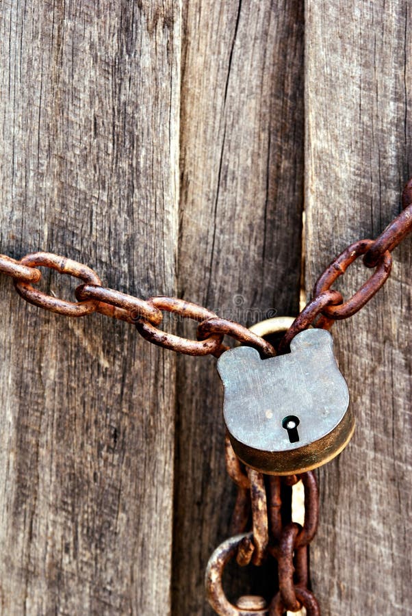 old locked lock and chain