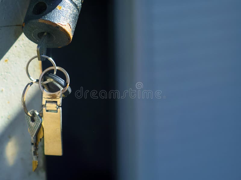 Old Locks with Keys on Garage Door Stock Image Image of grunge