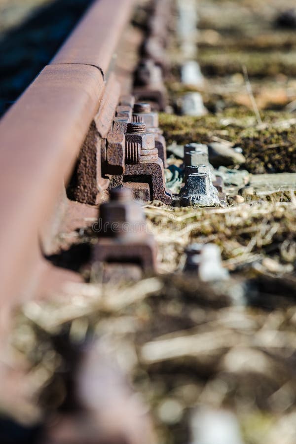 Old and lost Railroadtrack with nut and bolt