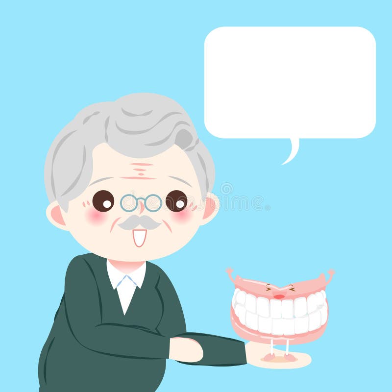 Old man with denture stock vector. Illustration of bubble - 101252605