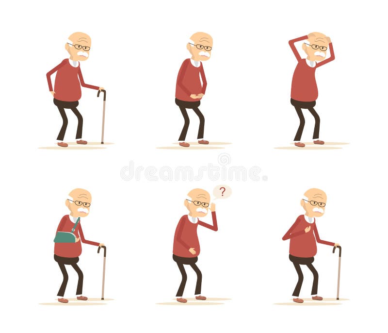Old Man Diseases stock illustration
