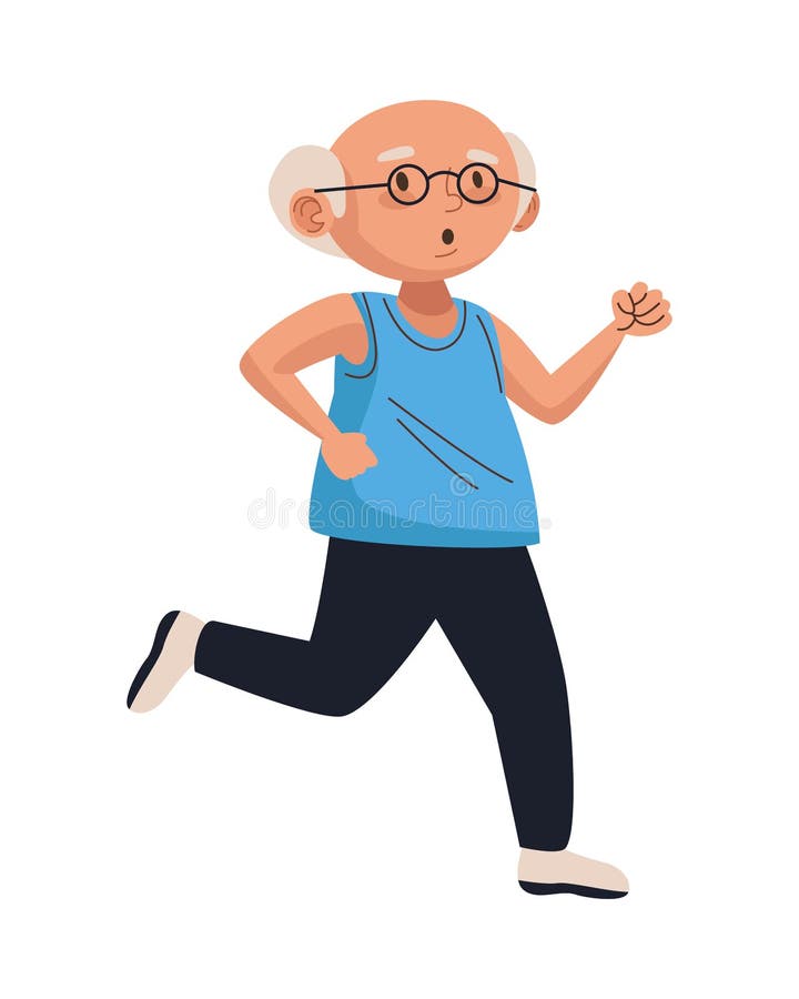 old man running cartoon