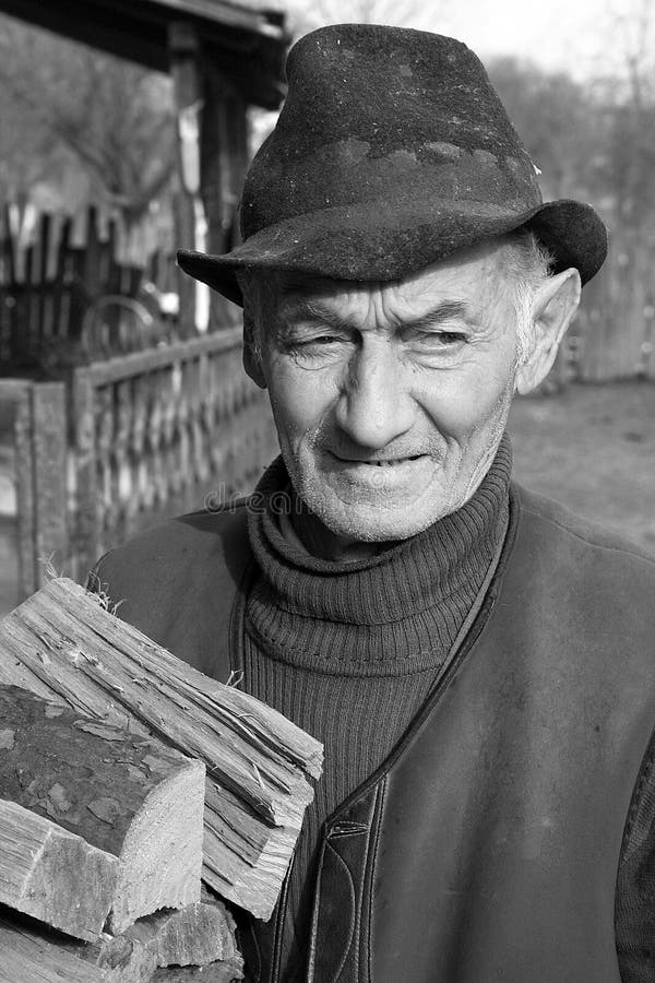 Old man on the farm stock photo. Image of carrying, village - 44326112