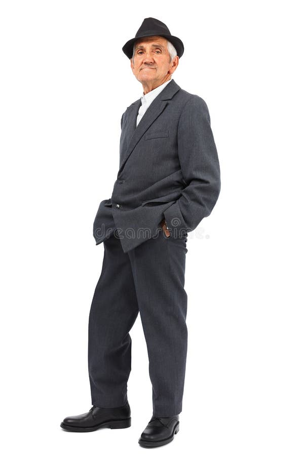 Old man isolated on white background stock image