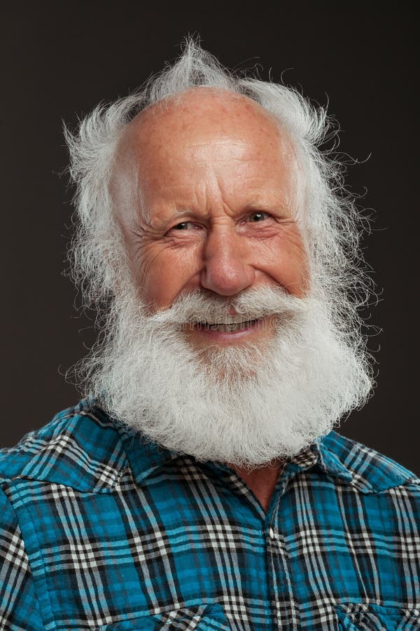  Old  Man  With A Long Beard  Wiith Big Smile Stock Image 