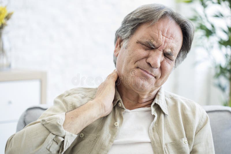 Old man with neck pain