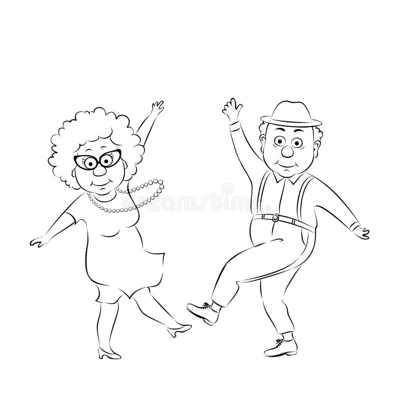 Old Man and Old Woman Dancing. Happy Grandparents Character Illustration,linear Silhouette on a White Background Stock Illustration - Illustration of cartoon, elder: 169523835 Old Man and Old Woman Dancing. Happy Grandparents Character Illustration,linear Silhouette on a White Background Stock Illustration - Illustration of cartoon, elder: 169523835