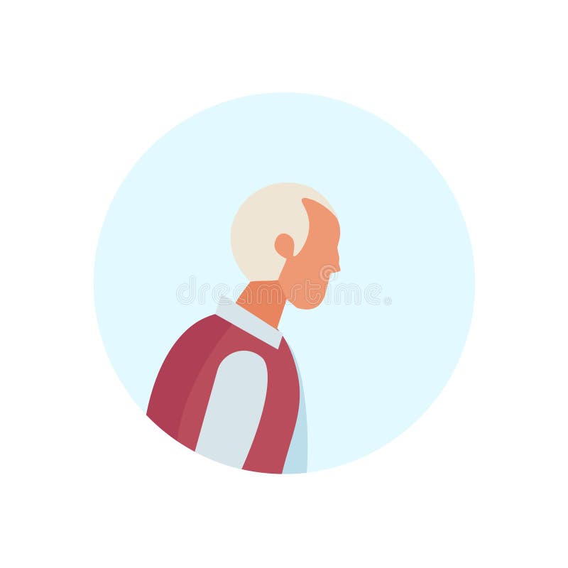 Old man profile avatar elderly grandfather isolated portrait flat cartoon character