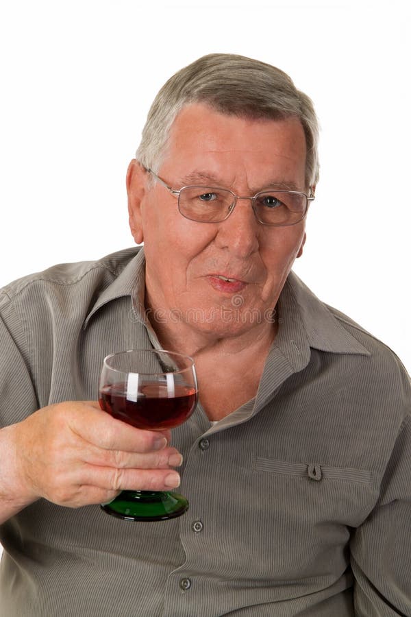 Old man with red wine