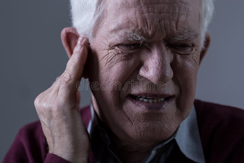 Old man with tinnitus