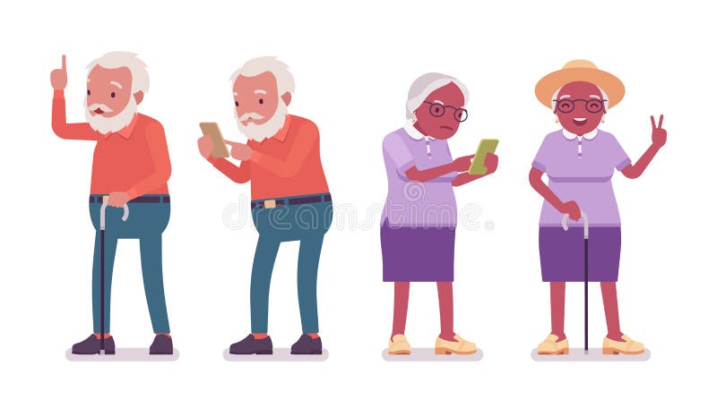 Old Man, Woman Elderly Person Using Mobile Phone Stock Vector -  Illustration of health, isolated: 218126530