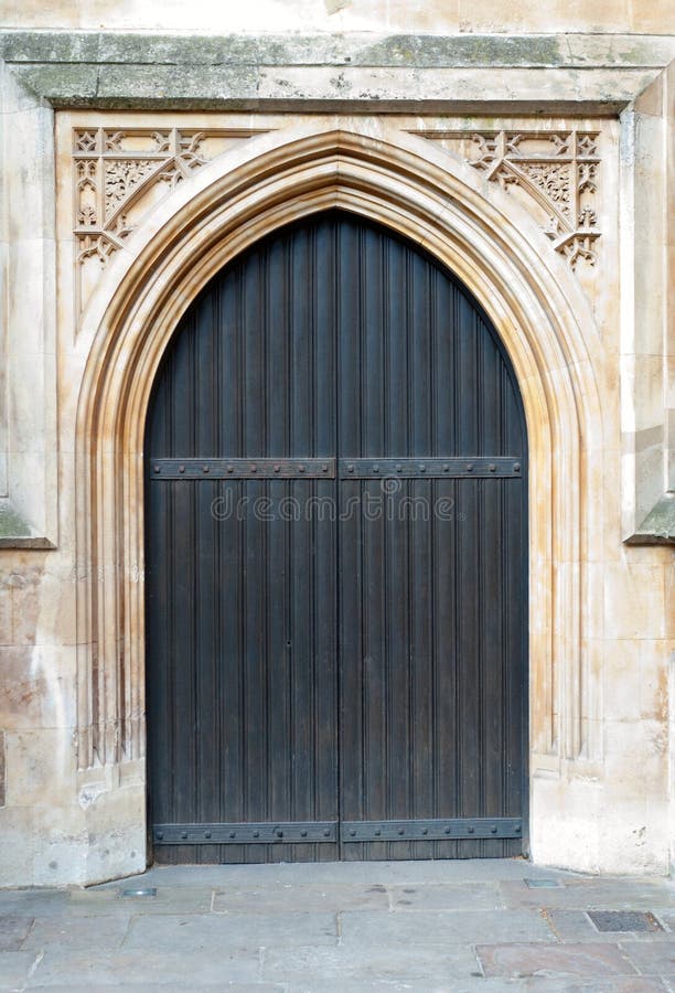 Old massive church door stock image