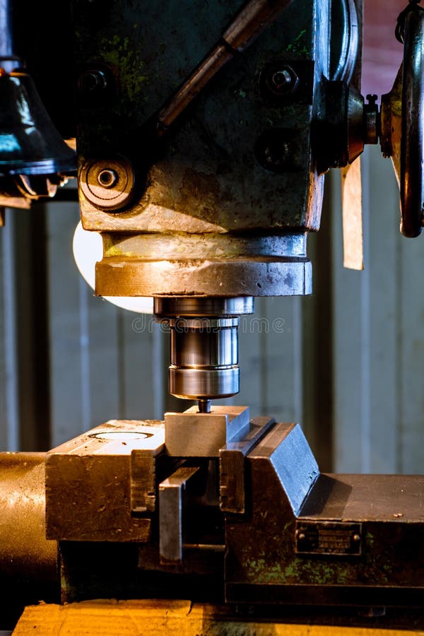 Old Mechanical Vertical Milling Machine. Stock Photo Image of working