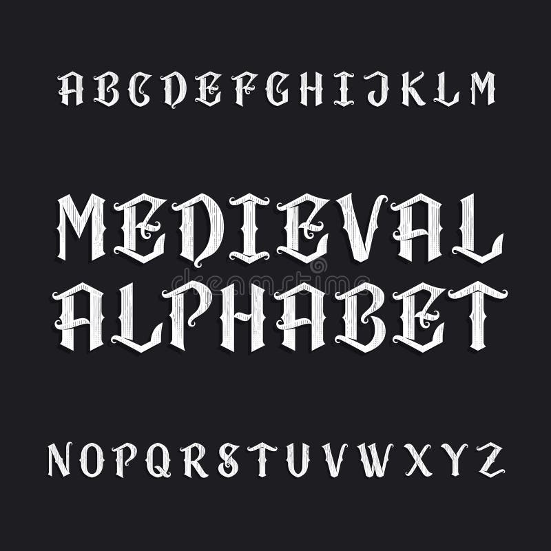 Old Medieval Alphabet Vector Font Stock Vector Illustration of