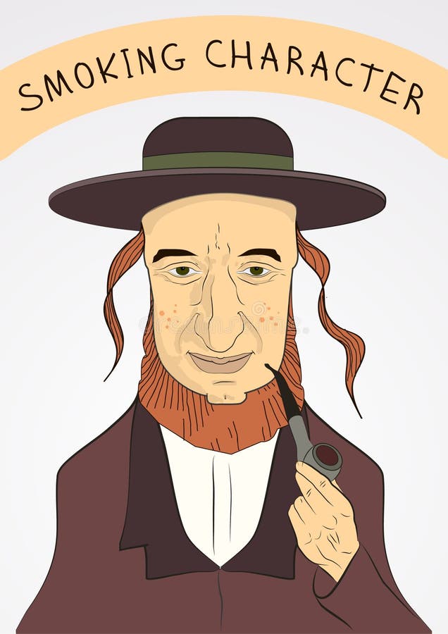 Old men with pipe stock illustration