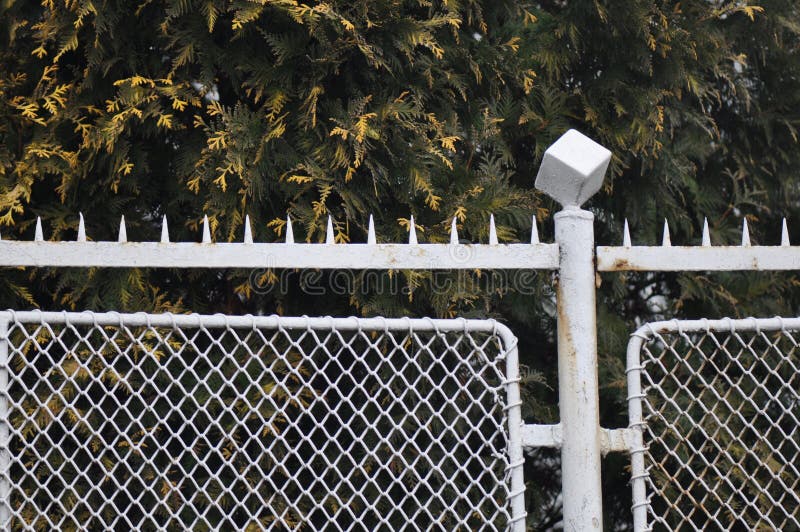 Old metal fence stock image. Image of mason, fence, tower 110646223