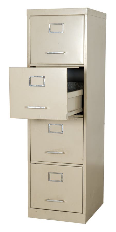 Old Metal Office Filing Cabinet Isolated On White Stock Photo