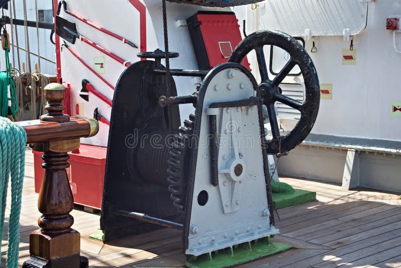 Old metal steel winch. royalty free stock images