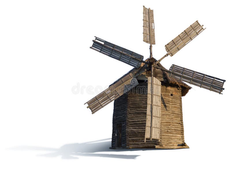 Old wooden mill on a white background. Old wooden mill on a white background