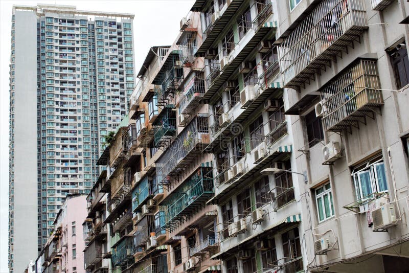 Old and Modern Apartments in Macau, China Stock Image Image of block
