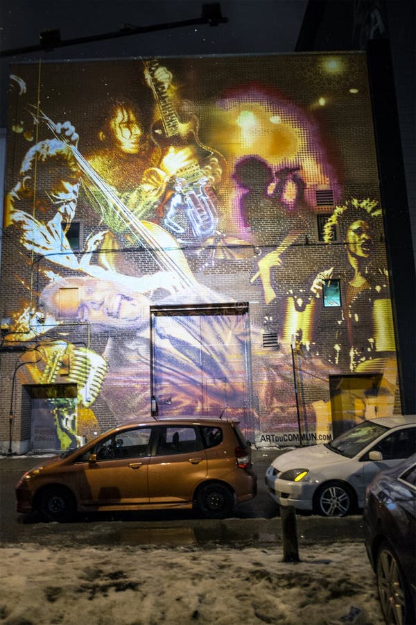 Old Montreal night scene editorial stock photo. Image of street 82491943