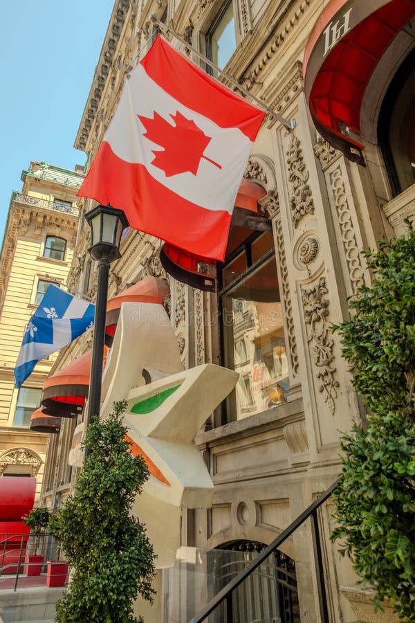 Old Montreal street view with historical buildings royalty free stock photography