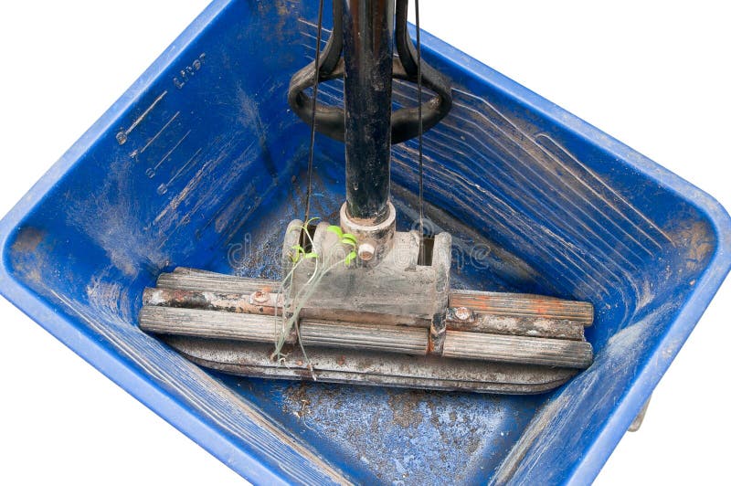 Old Mop With Green Sprouts In A Dirty Bucket Stock Photo Image of