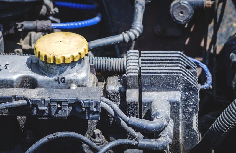 Motor in the car stock photo. Image of chrome, technical 131548558